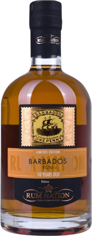 52,95 € Spedizione Gratuita | Rum Rum Nation Barbados Riunione 10 Anni Bottiglia 70 cl