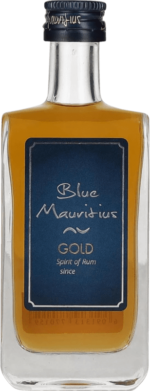 12,95 € Kostenloser Versand | Rum Blue Mauritius Gold — Edition Gold Mauritius Miniaturflasche 5 cl