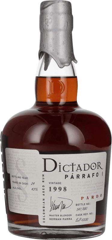 208,95 € Envío gratis | Ron Dictador Párrafo I Pardo Vintage Colombia 24 Años Botella 70 cl