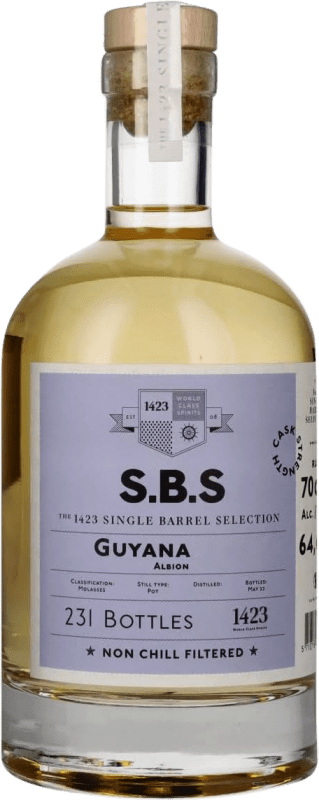 161,95 € Envío gratis | Ron 1423 World Class Spirits S.B.S Guyana Single Barrel Selection Trinidad y Tobago Botella 70 cl