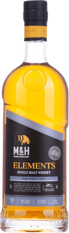 129,95 € Kostenloser Versand | Whiskey Single Malt M&H Elements Red Wine Cask Israel Flasche 70 cl