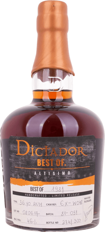 311,95 € Spedizione Gratuita | Rum Dictador Best of 1981 Altisimo Colombia 36 Anni Bottiglia 70 cl