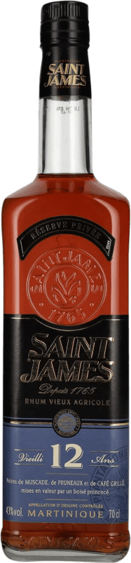 133,95 € 免费送货 | 朗姆酒 Plantations Saint James Vieux Agricole 马提尼克 12 岁 瓶子 70 cl