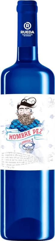 8,95 € Envío gratis | Vino blanco Cuatro Rayas Hombre Pez Blanco D.O. Rueda Castilla y León España Verdejo Botella 75 cl