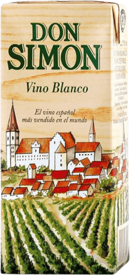 3,95 € Free Shipping | 3 units box White wine Don Simón Brik Blanco Spain Small Bottle 18 cl