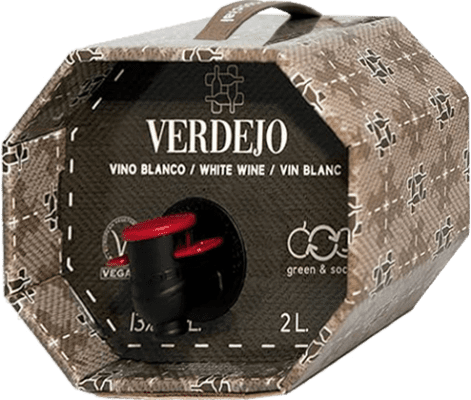 82,95 € Бесплатная доставка | Коробка из 6 единиц Белое вино Cuatro Rayas Испания Verdejo Bag in Box 2 L