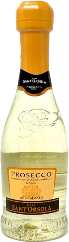 6,95 € Kostenloser Versand | Weißer Sekt Sant'Orsola Millesimato Extradry Extra Trocken D.O.C. Prosecco Venetien Italien Glera Kleine Flasche 20 cl