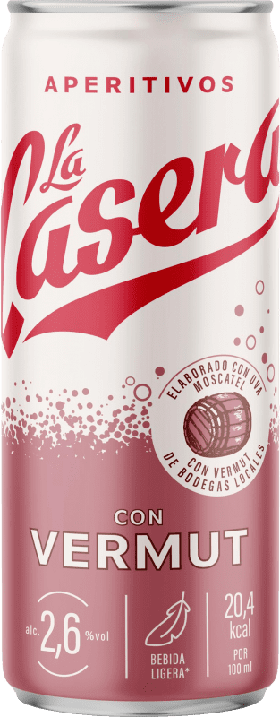 35,95 € Envío gratis | Caja de 24 unidades Vermut La Casera España Tempranillo Lata 33 cl