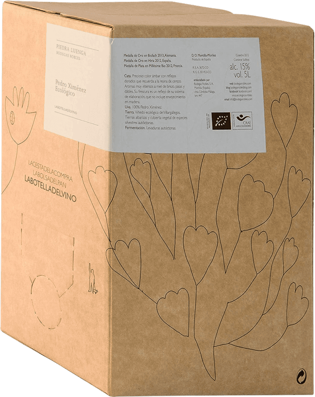 114,95 € Spedizione Gratuita | Vino dolce Robles Ecológico Quercia Andalusia Spagna Pedro Ximénez Bag in Box 5 L