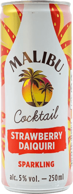 76,95 € Kostenloser Versand | 12 Einheiten Box Rum Malibu Strawberry Daiquiri Sparkling Barbados Kleine Flasche 25 cl