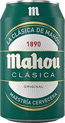 23,95 € Spedizione Gratuita | Scatola da 24 unità Birra Mahou Lager, Classico, Dorada — Dorata Spagna Lattina 33 cl