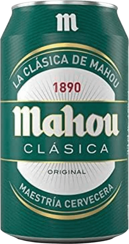 23,95 € Kostenloser Versand | 24 Einheiten Box Bier Mahou Lager, Klassisch, Dorada — Gold Spanien Dose 33 cl