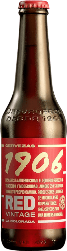 52,95 € Spedizione Gratuita | Scatola da 24 unità Birra Estrella Galicia 1906 Lager, Vintage, Red Ale — Rossa Galizia Spagna Bottiglietta Terzo 33 cl