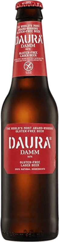 49,95 € Envio grátis | Caixa de 24 unidades Cerveja Daura Damm Espanha Garrafinha Terço 33 cl Sem Glúten
