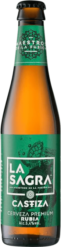 88,95 € Envio grátis | Caixa de 24 unidades Cerveja La Sagra Castiza Ale, Blonde — Loira Espanha Garrafinha Terço 33 cl