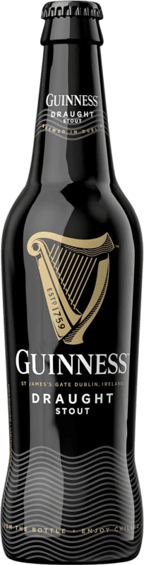 95,95 € 免费送货 | 盒装24个 啤酒 Guinness Draught Ale Negra 爱尔兰 三分之一升瓶 33 cl