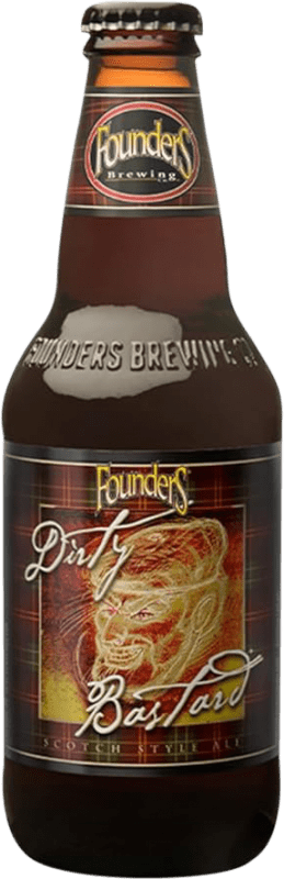 87,95 € 免费送货 | 盒装24个 啤酒 Mahou Founders Dirty Bastard Dorada 西班牙 三分之一升瓶 33 cl