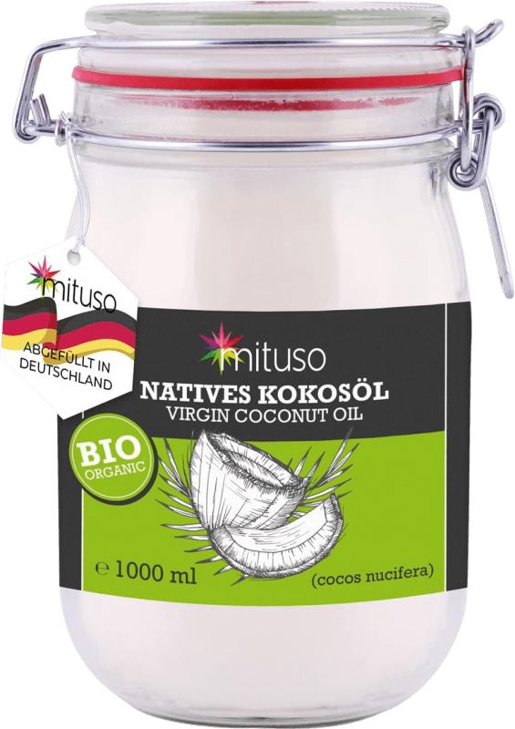 33,95 € Spedizione Gratuita | Olio Vegetale Mituso Vergine Sri Lanka Organic — Bio 1 L Coco — Cocco