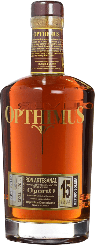 93,95 € 免费送货 | 朗姆酒 Oliver & Oliver Opthimus Solera OportO Finished 多明尼加共和国 15 岁 瓶子 70 cl