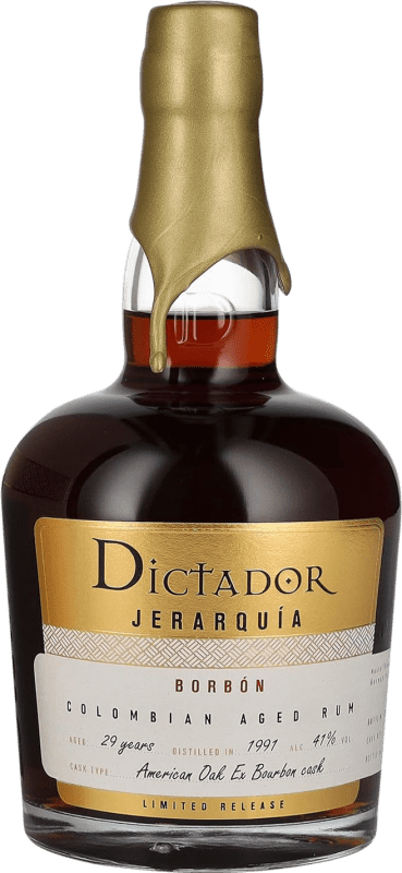 321,95 € 免费送货 | 朗姆酒 Dictador Jerarquía Borbón 哥伦比亚 29 岁 70 cl