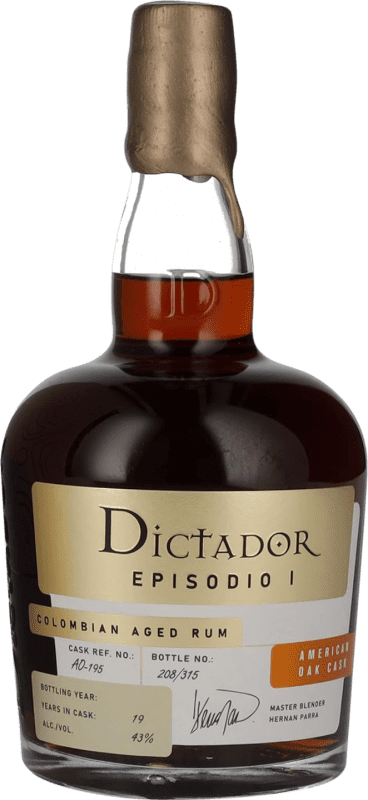 165,95 € Kostenloser Versand | Rum Dictador Episodio I American Oak Cask Kolumbien 19 Jahre Flasche 70 cl