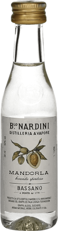 8,95 € Spedizione Gratuita | Scatola da 3 unità Liquori Bortolo Nardini Mandorla Abruzzo Italia Bottiglia Miniatura 4 cl