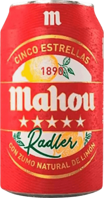 29,95 € Kostenloser Versand | 24 Einheiten Box Bier Mahou 5 Estrellas Radler Limón Spanien Alu-Dose 33 cl