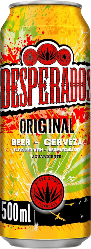 74,95 € 免费送货 | 盒装24个 啤酒 Desperados 原创 西班牙 中号罐 50 cl Aguardiente — 白兰地, Tequila — 龙舌兰酒