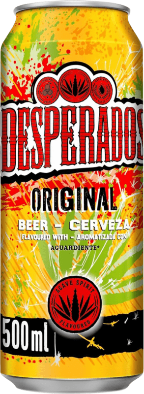 79,95 € Envio grátis | Caixa de 24 unidades Cerveja Desperados Original al Tequila Espanha Lata 50 cl