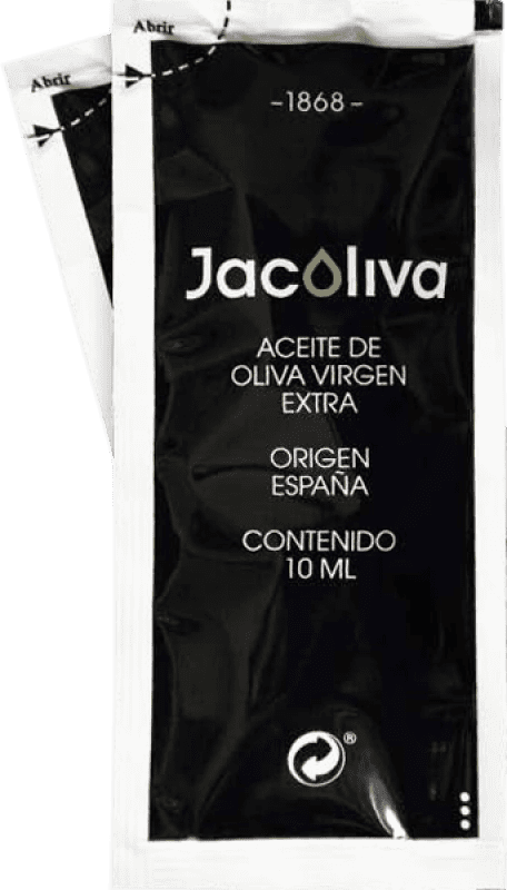 68,95 € Spedizione Gratuita | Scatola da 300 unità Olio d'Oliva Jacoliva. Virgen Extra Manzanilla Estremadura Spagna Dosi Singole 1 cl