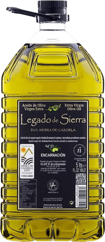 46,95 € 免费送货 | 橄榄油 Legado de Sierra EVOO 特级初榨 D.O. Sierra de Cazorla 安达卢西亚 西班牙 Picual — 皮夸尔 塑料桶 5 L