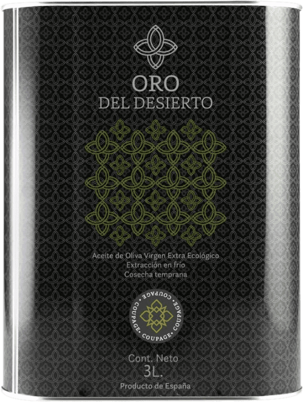 125,95 € Envío gratis | Aceite de Oliva Oro del Desierto Virgen Extra Coupage España Picual, Arbequina, Hojiblanca Lata Especial 3 L