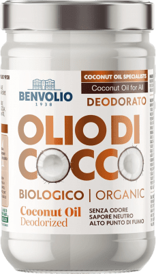 32,95 € Envío gratis | Aceite de Cocina Benvolio 1938 Coco Orgánico Desodorizado sin Lactosa Italia Botella 1 L