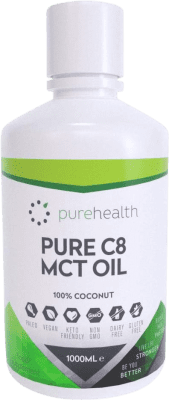 66,95 € Envío gratis | Aceite Vegetal Pure Health MCT C8 Alemania 1 L Coconut — Coco