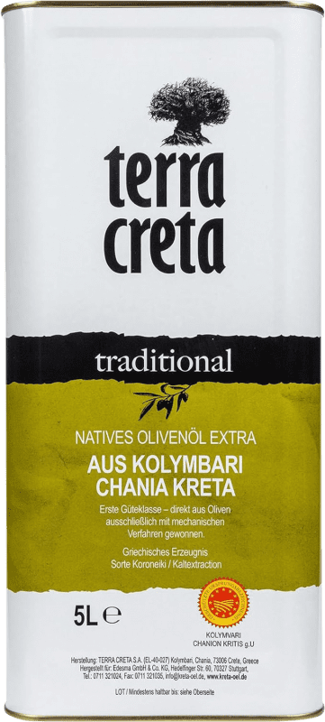 109,95 € Envío gratis | Aceite de Oliva Terra Creta AOVE Virgen Extra Grecia Lata Especial 5 L