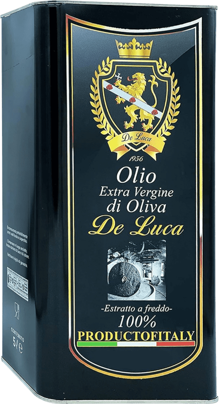 132,95 € Kostenloser Versand | Olivenöl De Luca Virgen Extra Monocoltura Carolea Kalabrien Italien Blechdose 5 L