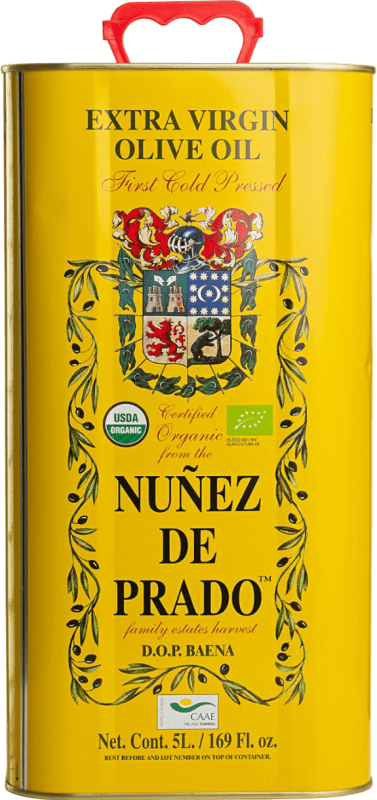 83,95 € Envío gratis | Aceite de Oliva Núñez de Prado AOVE Virgen Extra D.O. Baena Córdoba España Picual, Arbequina, Hojiblanca, Picuda Eco — Ecológico Lata Especial 5 L