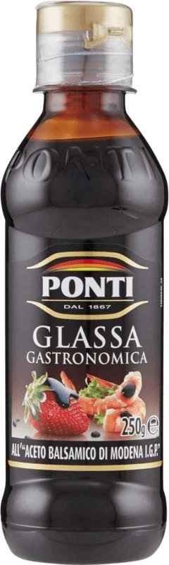 Scatola da 3 unità Aceto ‎Ponti Glassa Gastronomica Aceto Balsamico D.O.C. Modena Italia Piccola Bottiglia 20 cl