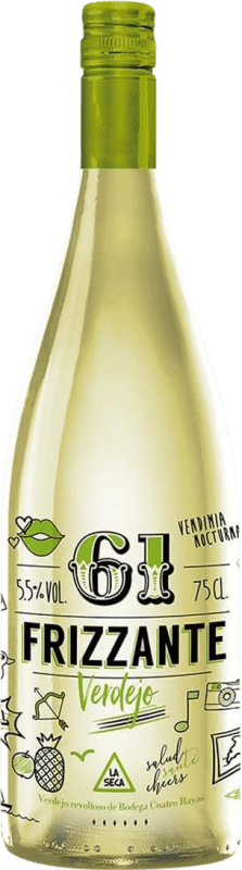 7,95 € Envio grátis | Espumante branco Cuatro Rayas 61 Sesenta y Uno Frizzante Blanco Castela e Leão Espanha Verdejo Garrafa 75 cl