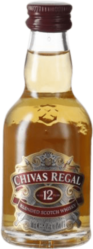 3,95 € Envio grátis | Whisky Blended Chivas Regal Escócia Reino Unido 12 Anos Garrafa Miniatura 5 cl