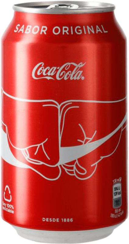 29,95 € Envio grátis | Caixa de 24 unidades Refrescos e Mixers Coca-Cola Espanha Lata 33 cl