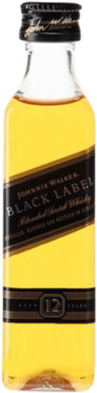 109,95 € 送料無料 | 12個入りボックス ウイスキーブレンド Johnnie Walker Black Label スコットランド イギリス 12 年 ミニチュアボトル 5 cl