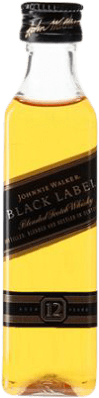 78,95 € 免费送货 | 盒装12个 调和威士忌 Johnnie Walker Black Label 苏格兰 英国 12 岁 小瓶装 5 cl