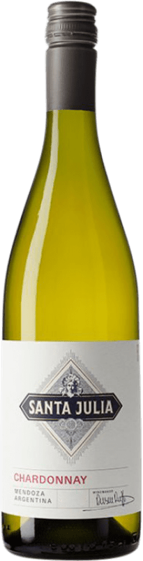 9,95 € Envío gratis | Vino blanco Santa Julia I.G. Mendoza Mendoza Argentina Chardonnay Botella 75 cl