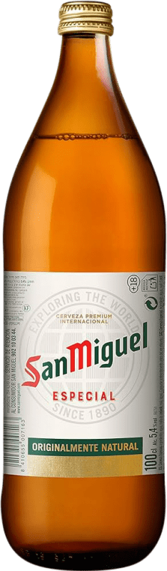 16,95 € 免费送货 | 盒装6个 啤酒 San Miguel 安达卢西亚 西班牙 瓶子 1 L
