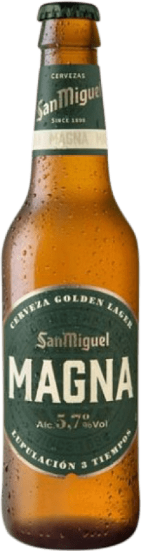 29,95 € Envio grátis | Caixa de 30 unidades Cerveja San Miguel Magna Vidrio RET Andaluzia Espanha Garrafa Pequena 20 cl