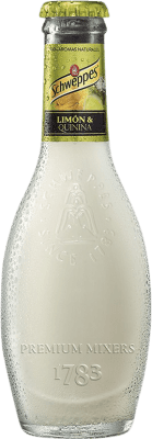 89,95 € Envio grátis | Caixa de 24 unidades Refrescos e Mixers Schweppes Limón Premium Espanha Garrafa Pequena 20 cl