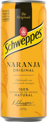 39,95 € Kostenloser Versand | 24 Einheiten Box Softdrinks Schweppes Spanien Dose 20 cl Naranja — Orange