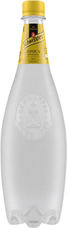 48,95 € Envio grátis | Caixa de 24 unidades Refrescos e Mixers Schweppes Tónica PET Espanha Garrafa 1 L