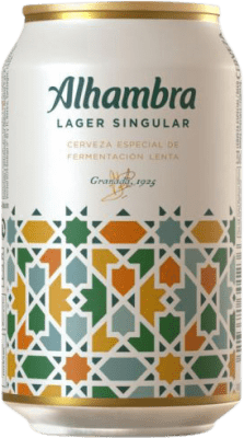 23,95 € Spedizione Gratuita | Scatola da 24 unità Birra Alhambra Andalusia Spagna Lattina 33 cl